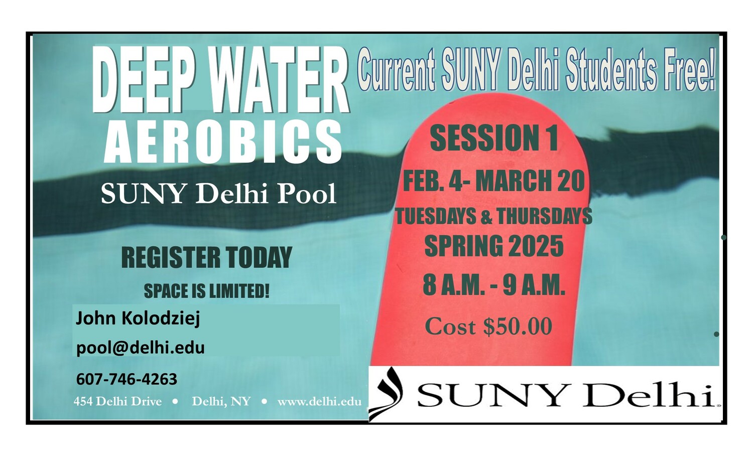 SUNY Delhi Deep Water Aerobics Session 1 Spring 2025 The Reporter